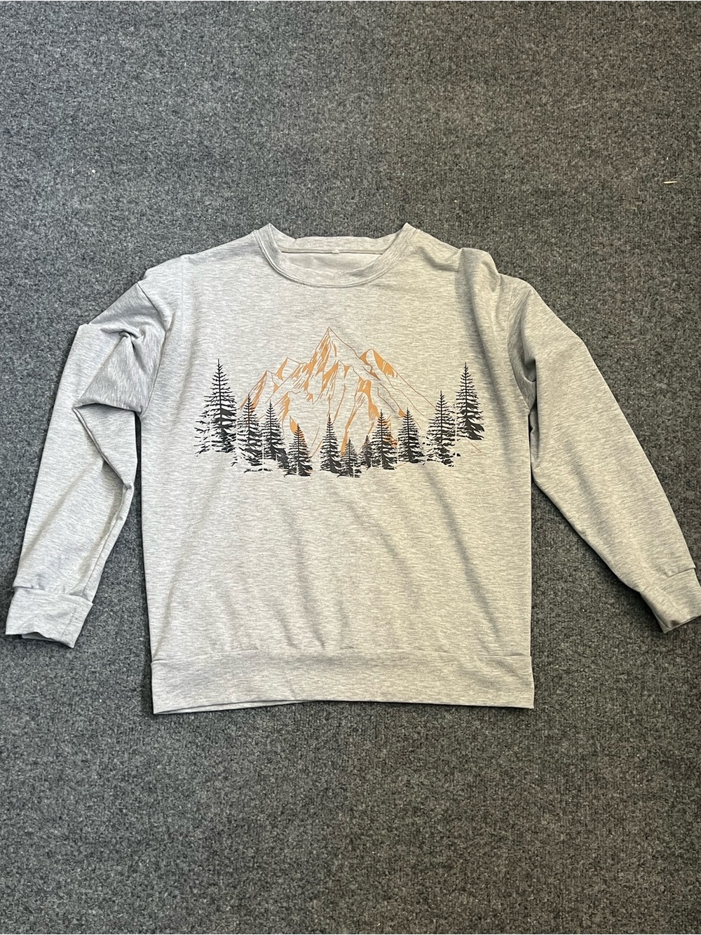 Women's Light Gray Mountain Graphic Sweatshirt, Medium